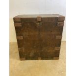 An oak metal bound silver chest. W:63cm x D:55cm x H:68cm