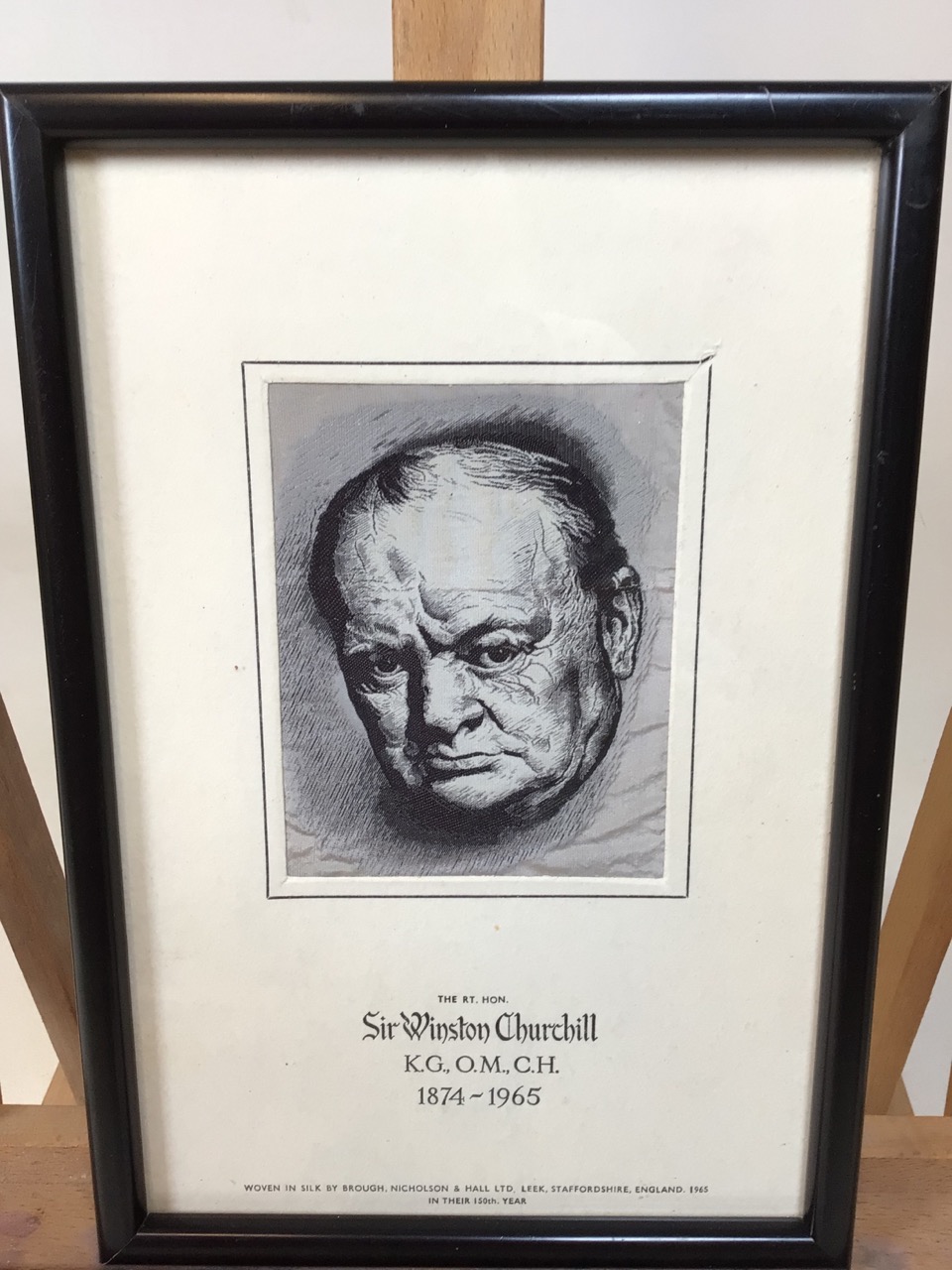 Winston Churchill - a woven silk image - framed and glazed. Woven by a rough, Nicholson & Hall