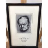 Winston Churchill - a woven silk image - framed and glazed. Woven by a rough, Nicholson & Hall