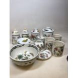 Royal Worcester Evesham and Portmeirion. A set of 3 Evesham storage jars, a large Portmeirion