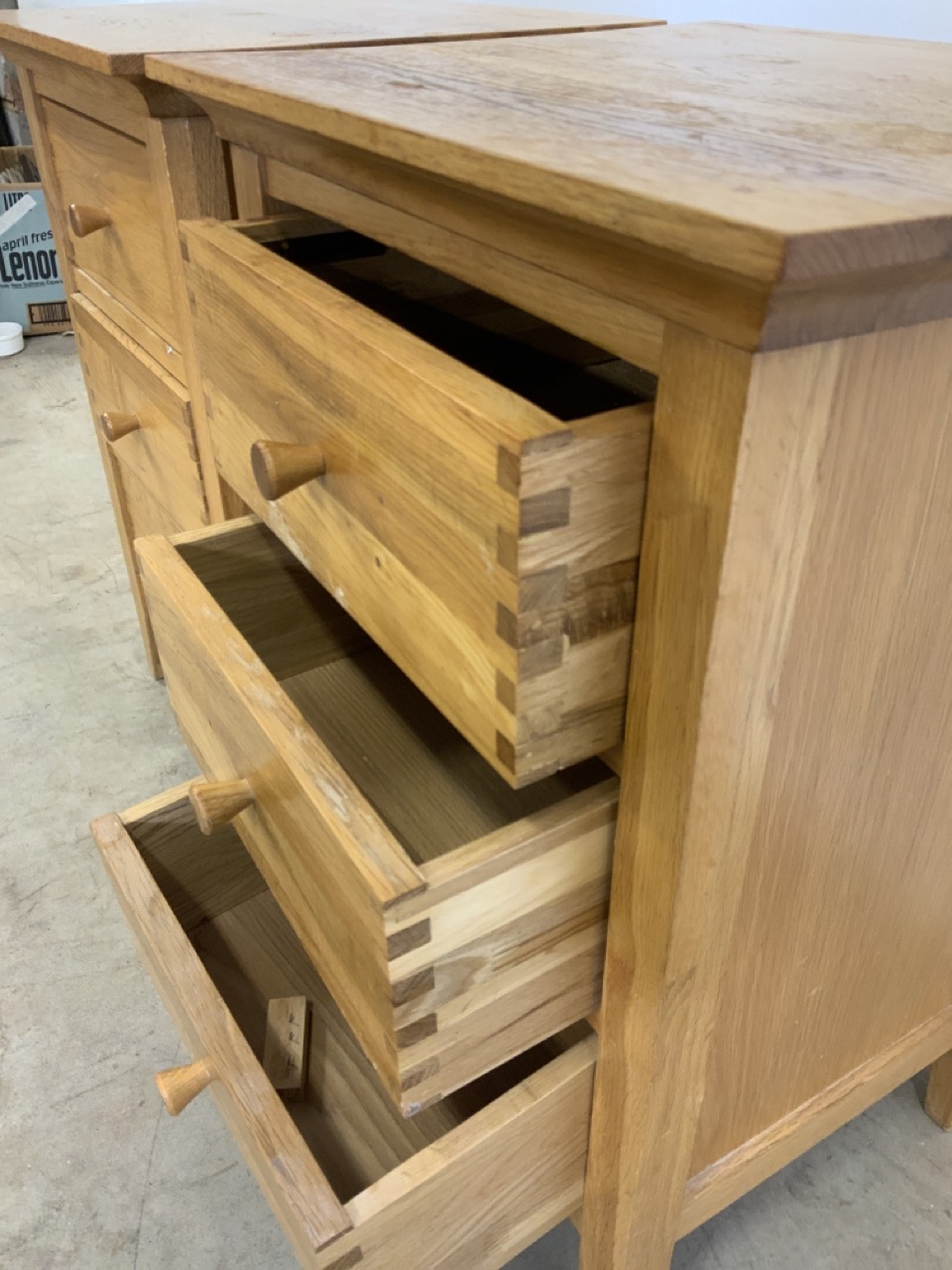 A pair of three drawer bed side chests. W:43cm x D:37cm x H:65cm - Image 3 of 3