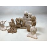 A quantity of pottery figures - 7 in total H:23cm Height of tallest