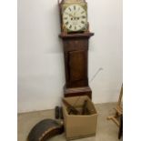 A Victorian mahogany longcase clock (for restoration) with makers name Peach Bridport. Brass finials