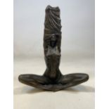 A 1980â€™s cold cast bronze and resin female figurine. H:42cm