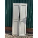 A pair of painted pine shutters. Only one side painted. W:44cm x H:207cm