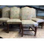 Six Victorian upholstered dining chairs. William Morris material. (a.f) Seat height H:49cm