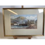 J.H.Skinner 1894 (British) Harbour scene watercolour. Image size. W:43cm x H:24cm