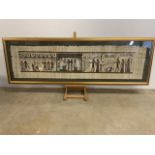 A Very large Egyptian Papyrus painting in large modern gilt frame. No Glass W:210cm x H:68cm