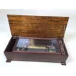 A cased musical box - A/F W:46cm x D:19cm x H:13cm