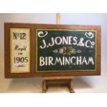 An early twentieth century painted barge board from Birmingham. J.Jones & Co No 12 Regd in 1905 W: