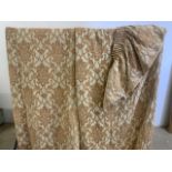 A pair of jacquard chenille lined curtains with pelmet. Some fading to leading edge. W:175cm x H: