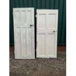 Two painted doors one with working key. W:82cm x H:190.5cm