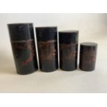 Four Japanese graduated canisters. (a.f one missing interior lid) H:22cm