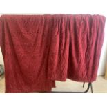 Two pairs of lined woven chenille curtains. One full length one shorter. Approx W:220cm x H:180cm