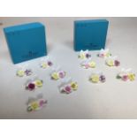 Set of 12 vintage Coalport fine bone china placecard holders. Floral encrusted, in original boxes.