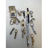 A quantity of watches - untested includes Seiko, Marc Nicolet, Waltham and Timex also with a boxed