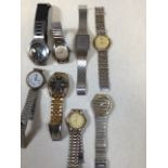 A quantity of watches including a Seiko 21 jewel, a De Long, a Seiko, a gold wheel and others. A/f