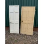 Two painted wooden doors. W:86.5cm x H:186.5cm W:70.5cm x H:195cm