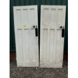 Two white painted wooden doors. W:78cm x H:202cm W:78cm x H:202cm