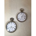 A silver pocket watch by A.W.W.Co Waltham Mass with 1 other