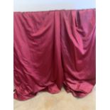 A Pair of interlined and lined satin curtain as with decorative swags. W:260cm x H:270cm