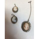 Three small, late Victorian cameo brooches, carved with portrait heads.