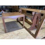 An Arts & Crafts refectory style, heavy solid oak rectangular table. with trestle base. The top