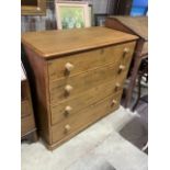 A Victorian pine chest of drawers, four long drawers. W:107cm x D:54cm x H:96cm