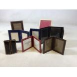 A quantity of photo frames, some leather cased together with a box of others