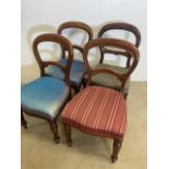 A set of four Victorian balloon back dining chairs. Seat height H:45cm