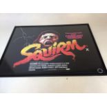 A framed and glazed film poster of Squirm. Previously folded, crease marks still visible W:106cm x