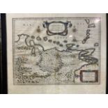 Willelm Janszoon (1571-1667) map of Venezuela 37.5cm x 49cm hand coloured.