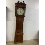 A large oak longcase clock case and face. (No movement,weights or pendulum etc) H:229cm