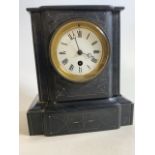 A slate mantle clock. (a.f)