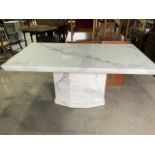 A modern faux marble kitchen island or table. With 7.5cm top on hexagonal base. W:90cm x D:160cm x