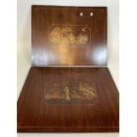 Two oriental panels hand painted with raised details W:59cm x H:74cm