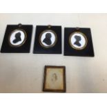 Three painted plaster Miers silhouettes of the Manser family with Miers labels on reverse also