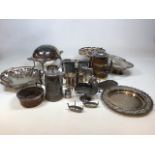 A quantity of silver plated and pewter items