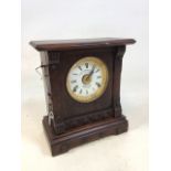 Fattorini and Sons patent automatic mantle clock. Oak case. Gilt metal bevel with white face. AF,