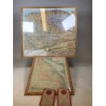 Maps. A framed and glazed Ordnance survey map of North Devon, a framed Times map of Eastern