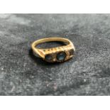 9ct gold ring set with sapphires and illusion mounted diamonds. Size M. Total weight 3gm