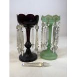 Two glass drop lustres. H:28cm