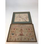 A nineteenth century sampler dated 1836 - faded and some damage - see photos - also with a