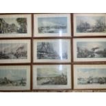A series of twelve prints published by Henry Brooks. London landmarks 1800â€™s. With frame. W:54cm x