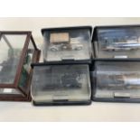 Five Franklin mint model cars presentation boxes.