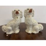 A Large pair of Staffordshire pottery dogs. H:33cm