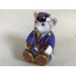 Royal Crown Derby figurine - School Boy Teddy with gold stopper H:9cm