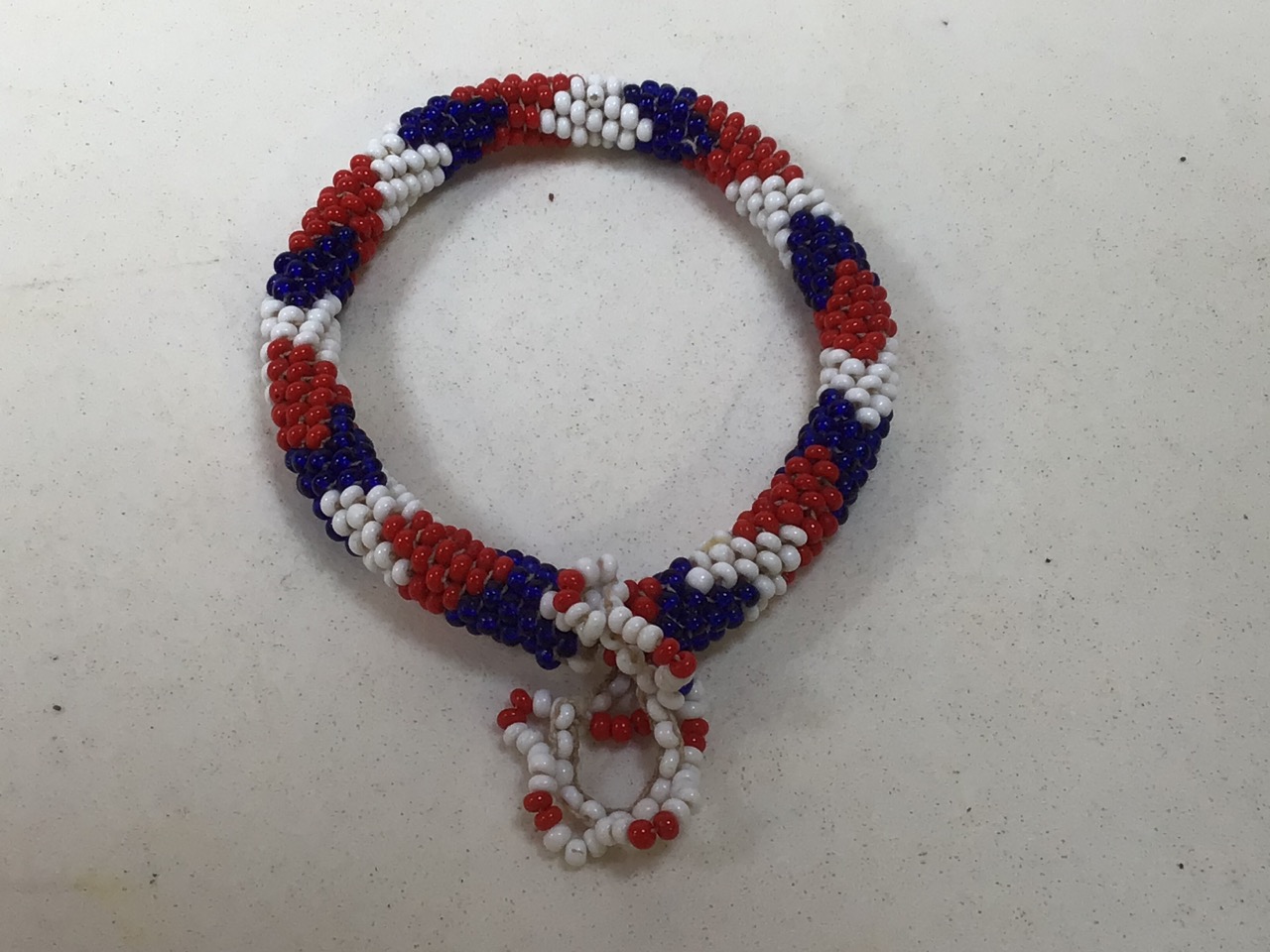 An attractive East African Maasai tribe white, red and coloured enamel bead collar, circa 1950, - Image 7 of 8