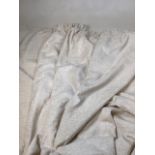 Two pairs of cream chenille style lined curtains W:162cm x H:182cm approx W:110cm x H:182cm approx
