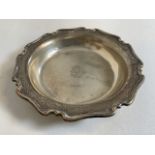 A silver hallmarked dish with engraved initials to base. Weight 217gm
